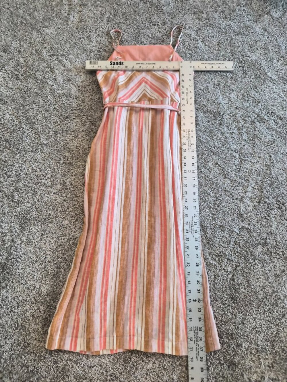 Joie Khari 100% Linen Striped Button Front Midi Dress Self Tie Belt Small - Picture 6 of 6
